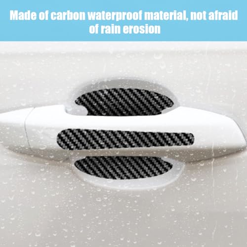 8PCS Car Door Handle Scratch Protectors, Carbon Fiber Car Door Handle Bowl Sticker, Universal Auto Doors Handles Paint Guard Cover, Doors Handles Cup Protective Film for Cars (Black)