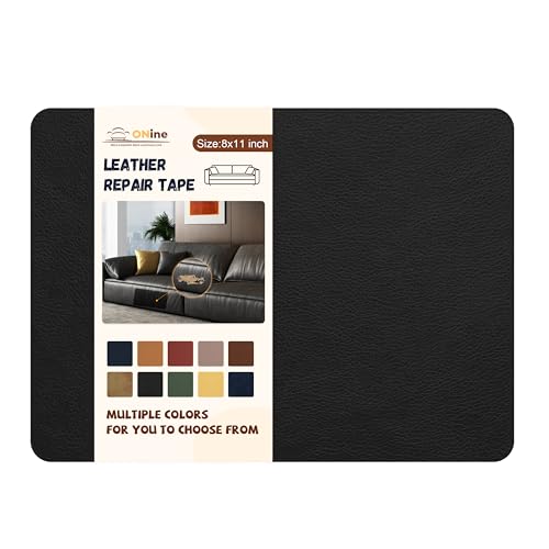 ONine Leather Repair Patch，Self-Adhesive Couch Patch，Multicolor Available Scratch Leather 8X11 Inch Peel and Stick for Sofas, Car Seats Hand Bags Jackets(Ink Black) - color: Ink Black, size: 8" x 11"