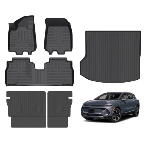 Hutisya-Floor Mats & Cargo Liner Set Fit for 2024-2026 Chevy Equinox EV (Non Fuel) All Weather Protection Anti-Slip & Durable TPE Full Set Liners Automotive Chevrolet Equinox EV Accessories-Black - style: 10)For Equinox EV 2024-2026 Full Set