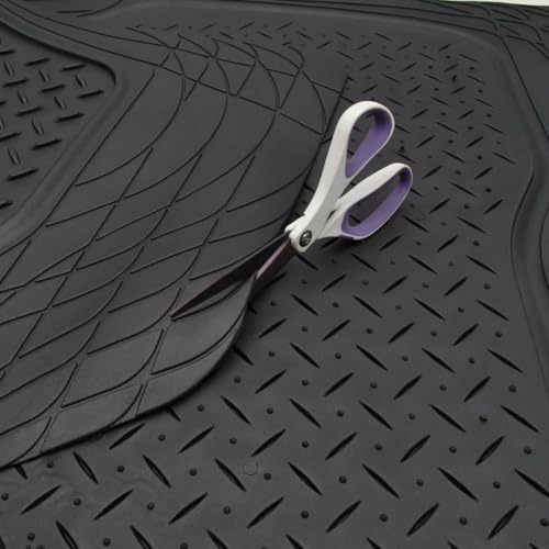 Black Rubber Trunk Mat Fits Cars Universal Trim To Liner 43.2" X 53.7" Inches-Size MT-785-BK
