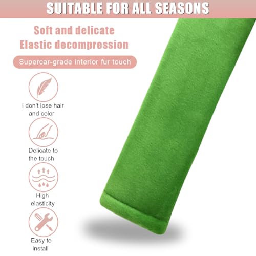 2PCS Car Seat Belt Pads Cover - Soft Fluff Car Seat Belt Shoulder Strap Cover Harness Pad Protect Your Neck - Universal Comfortable Seatbelt Strap Cushion for Most Cars & Backpacks (Green) - color: Green