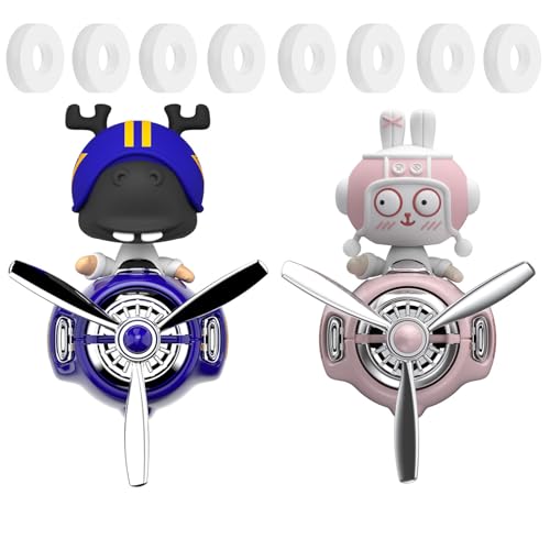 2Pcs Car Air Fresheners, Cute Bear Pilot Automotive Air Outlet Creative Car Perfume Diffuser, Automotive Accessories Air Vent Decoration with 8 Fragrant Tablets (Blue 1+Pink 1) - color: Blue 1+Pink 1