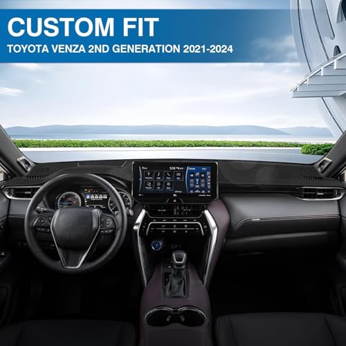 KUST Black Dash Cover for Toyota Venza 2021 2022 2023 2024 (LE, XLE, Limited) Left Hand Driving Polyester Dashboard Cover Non-Slip Center Console Dash Cover Sunshade Windshield No Glare - size: Venza 21-24(black)