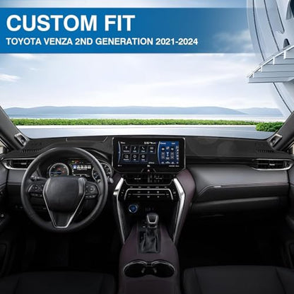 KUST Black Dash Cover for Toyota Venza 2021 2022 2023 2024 (LE, XLE, Limited) Left Hand Driving Polyester Dashboard Cover Non-Slip Center Console Dash Cover Sunshade Windshield No Glare - size: Venza 21-24(black)