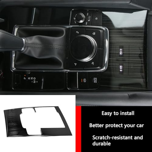Car Accessories Fit for 2019 2020 2021 2022 2023 2024 2025 Mazda 3 Axela Interior Gear Shift Knob Console Media Panel Cover Trim (Brushed Black Style) Stainless Steel 1 PC - color: Brushed Black Style
