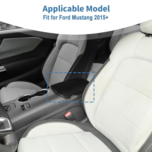 for Mustang Center Console Armrest Cover Trim Fit for Ford Mustang 2015+ Black Interior Accessories 1pc