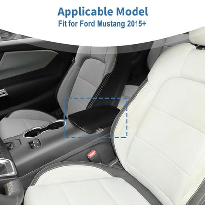 for Mustang Center Console Armrest Cover Trim Fit for Ford Mustang 2015+ Black Interior Accessories 1pc