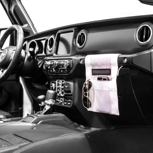 SPIDERWEBSHADE Grab Bag - Front Passenger Seat Grab Bar Multi-Purpose Storage Organizer Bag - For Jeep Wrangler CJ YJ JK JL JKU JLU Gladiator - MADE IN AMERICA - Travel Essentials Holder - (White) - color: White
