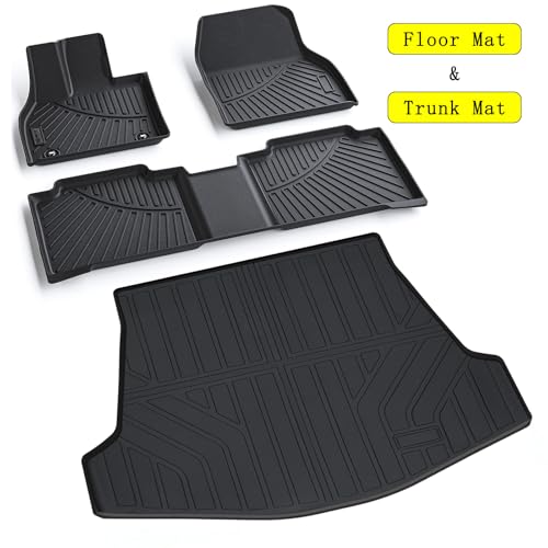 Floor Mats for 2023-2025 Toyota BZ4X / Subaru Solterra, for 2026 Toyota BZ-Woodland / 2026 Subaru Trailseeker, TPE Floor Liners Cargo Mats for BZ4X Accessories - size: 2023-2025 Toyota BZ4X Mats