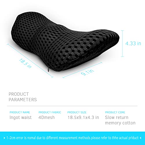 Lumbar Support Pillow for Office Chair, Memory Foam Lumbar Pillow for Lower Back Pain Relief (Black) - color: Black