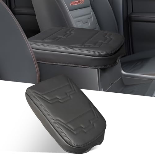 Center Console Cover for Nissan Frontier 2026 2025 2024 2023 2022 - [Upgraded] PU Leather Armrest Cushion Cover for Nissan Frontier Interior Accessories - Thick (Black Stitches) - size: 1) 22+ |Froniter| Black Stitch, +Thick Size