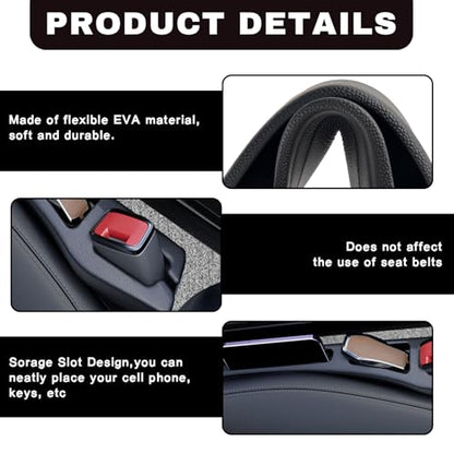 2PCS Car Seat Gap Filler Organizer, Multifunctional Car Gap Filler Organizer Storages Function for Storing Phones Keys Cards, Universal No Drop Seat Guard for Cars ﻿ (Black)