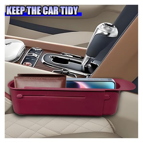 YoRise Car Seat Gap Filler, Multifunctional Car Seat Organizer, Phone Holder Between Seats & Console, Automotive Storage Box Accessories for Keys, Sunglasses, Cards, Phones (Red) - color: Red