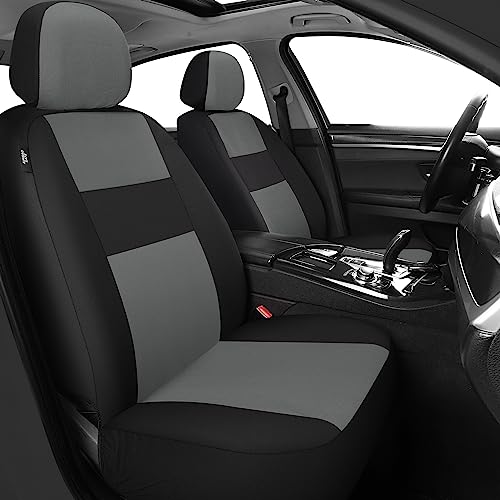 VarCozy Seat Covers for Car Front Pair, Breathable Cloth Front Car Seat Covers, Universal Cloth Seat Covers for SUV Sedan Van, Automotive Interior Covers, Airbag Compatible - color: Charcoal Gray, size: Front Pair