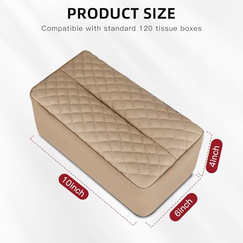 Car Tissue Holder, Car Standard Tissue Holder, PU Leather Backseat Tissue Box, Cars Tissue Box Holder, Napkin Holder for Cars, Fit for 120 Standard Tissues Cover- Beige - color: Beige