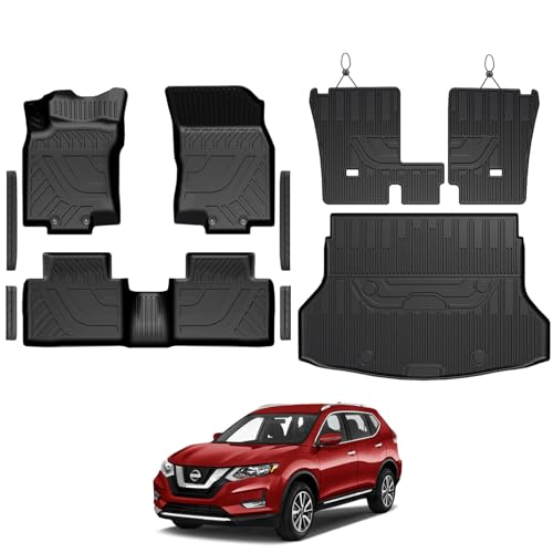 Floor Mats for Nissan Rogue 2014-2020, All Weather Floor Mats Trunk Cargo Liner and Door Sill Guards Accessories, Full Coverage Set (Not for Sport) - size: For Nissan Rogue | 2014-2020
