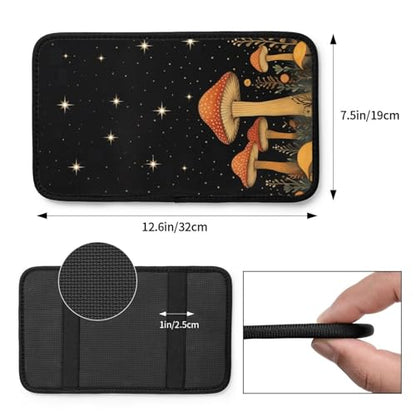 Universal Car Center Console Cushion Pad, Red Mushroom Under Night Sky Soft Waterproof Car Center Console Cover Auto Armrest Seat Box Cover Protector for Most Vehicle SUV Truck Car - color: Red Mushroom Under Night Sky