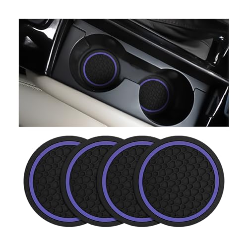 Mandark 4PCS Car Cup Holder Coasters, 2.75 Inch Non-Slip Insert Water Bottle Holder Pads, Dustproof Automotive Interior Accessories Mat, Universal for Vehicles, Trucks, RVs and More (Black/Purple) - color: Black/Purple, size: 4PCS