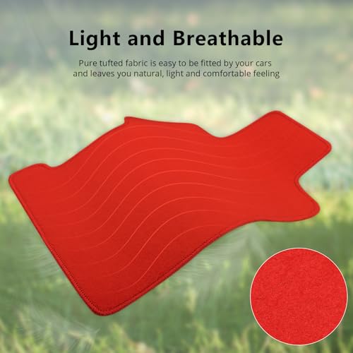 IKON MOTORSPORTS, Floor Mat Compatible with 2006-2011 Honda Civic, Factory Fitment Red Nylon Front & Rear Car Floor Mats Liner Carpets Replacement 3PC