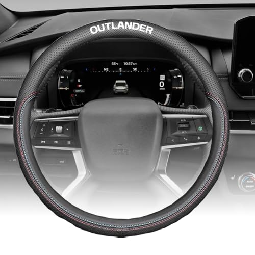 Custom Interior Accessories for Mitsubishi Outlander 2014-2022 2023 2024 2025 2026 Steering Wheel Covers Leather Sporty Racing Faux Comfortable Handle 1Pcs/Set(Red Stitching+Blue Stitching) - color: Red stitching+Blue stitching, size: Outlander 2014-2026