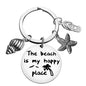 Vadaka Beach Lover Gift Keychain Jewelry Beach Keyring Stainless Steel Key Chain Birthday Christmas Graduation Gift for Women Girl Teens