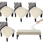 KRFOONN Waterproof Seat Covers for Dining Room Chairs Set of 4 with Dining Bench Cover Jacquard Washable Chair Covers Removable Kitchen Chair Cushion Slipcovers Protector for Dining Room, Beige - color: Beige