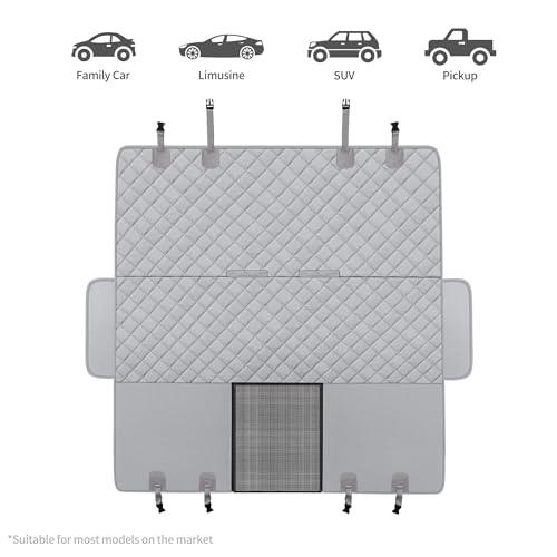 GXT Dog Back Seat Cover Protector for Cars SUV and Trucks with Mesh Window, Scratchproof Nonslip and Waterproof Material - color: Grey, style: Seat Cover Only