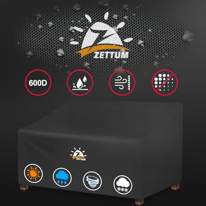Zettum Patio Loveseat Cover 60 Inch - 600D Outdoor Couch Cover Furniture Sofa Cover Waterproof Heavy Duty, 2-Seater Bench Cover for Outside Sofa, Loveseat, Couch, Bench and Glider - 60 x 34 x 33 Inch - size: 60 x 36 x 33 Inch