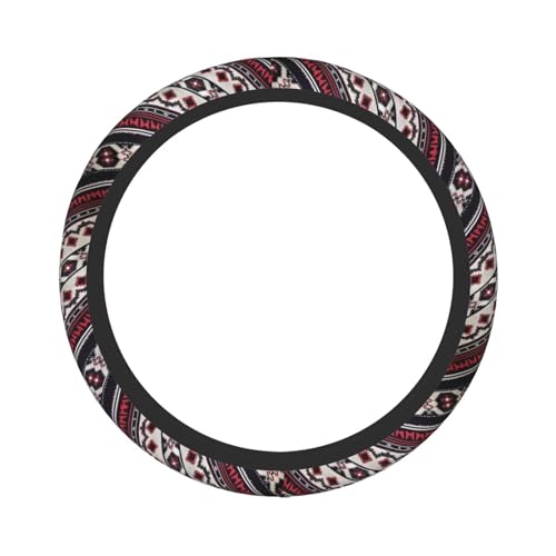 Steering Wheel Cover Red Aztec Southwest Car Accessories for Women Men Girls Aztec Western Ethnic Steering Wheel Protector, Gray Anti Slip Auto Steering Wheel Wrap Cover, Maya - color: Aztec