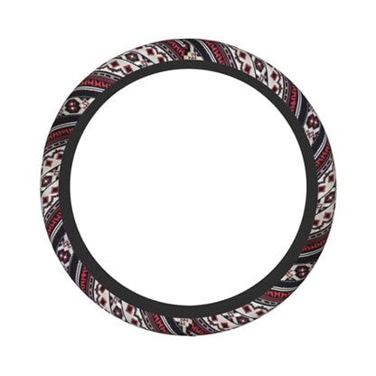 Steering Wheel Cover Red Aztec Southwest Car Accessories for Women Men Girls Aztec Western Ethnic Steering Wheel Protector, Gray Anti Slip Auto Steering Wheel Wrap Cover, Maya - color: Aztec