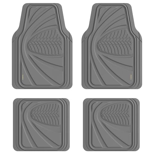 FLORICH Car Floor Mats, Waterproof Universal Heavy-Duty 4 Pieces Rubber Floor Mats for Cars, Full Set Car Mats with Anti-Slip Backing Fit for Most SUV, Vans,Trucks, Sedan(Light Grey) - color: Lihght Grey
