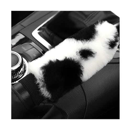 Cow Print Car Accessories Set, Fluffy Cow Print Plush Steering Wheel Cover, Gear Shift Cover, Warm Fuzzy Console Armrest Pad & Handbrake Cover, Car Decoration Accessories (Handbrake Cover) - color: Handbrake Cover