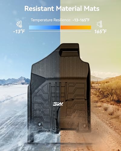3W Floor Mats Fit for 2013-2018 Dodge Ram 1500/2500/3500 Crew Cab, 2019-2024 Ram 1500 Classic Crew Cab All Weather TPE Custom Fit Accessories Floor Liner for Dodge Full Set Car Mats - size: 13-18 Ram 1500 Floor Mats