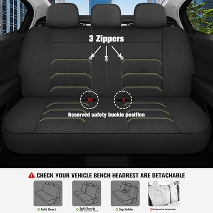 3D Air Mesh Car Seat Covers Full Set,Breathable Seat Covers for Cars,Split Bench Compatible,Universal Fit for SUV,Vans,sedans, Trucks, Automotive Interior Covers(5-Seat Black/Beige)