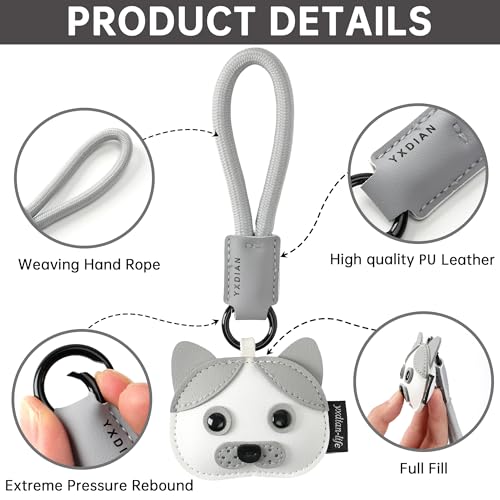 Cute Cartoon Keychain for Girl and Boy, 2 PCS Animal Key Ring Charm for Handbag, Purse, Backpack, Car Keys - color: Black Grey (Cat+dog)