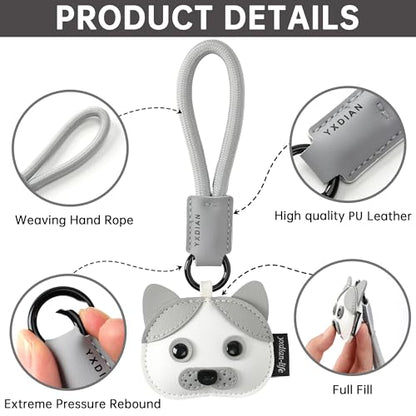 Cute Cartoon Keychain for Girl and Boy, 2 PCS Animal Key Ring Charm for Handbag, Purse, Backpack, Car Keys - color: Black Grey (Cat+dog)