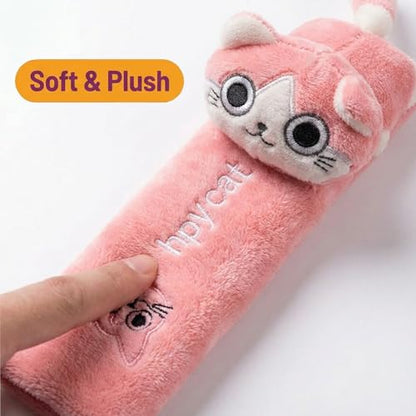 UNICOLD 2-Pack Ultra-Soft Short Plush Seatbelt Cover, Cute Animal Edition – Cloud-Like Shoulder Pad for a Comfy Ride for Adults & Kids (P-Kitten) - style: P-Kitten