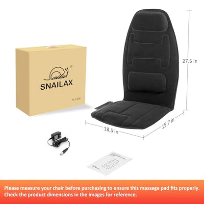 Snailax Vibration Back Massager with Heat, Massage Chair Pad with Neck Lumbar Memory Foam, 10 Vibration Motors,5 Modes, Gifts, No shiatsu - color: Black