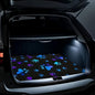 Universal Car Trunk Mat 29" x 39", Blue-Purple Footprints All Weather Trunk Protection Cargo Liner,Durable Cargo Mat Rear Trunk Liner, Stylish Vehicle Interior Accessories Suitable for Most Car Models - color: Blue-Purple Footprints