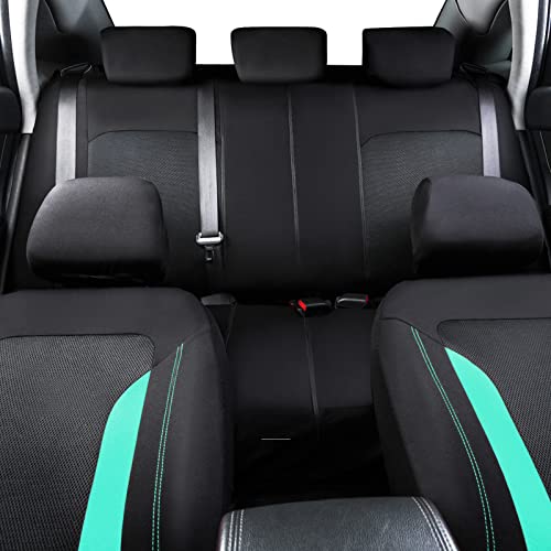 CAR PASS 3D Air Mesh Car Seat Covers Full Set, Breathable Sporty Rear Bench with Zipper for Armrest Box Universal Fit 95% Automotive SUV,Truck,Sedan Interior Cute Women Airbag Compatible, Black Mint