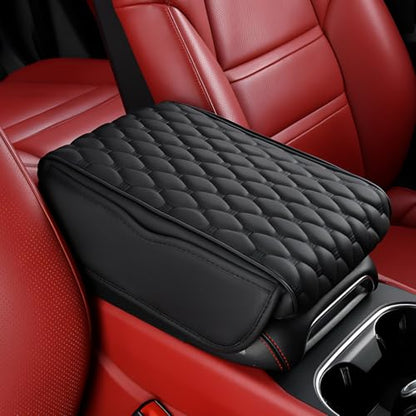 Car Armrest Pad, Universal Armrest Cushion Pad, Leather Armrest Box Pad - color: Simple style, Black