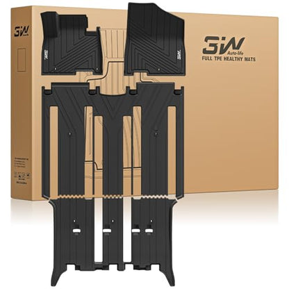 3W Floor Mats for Kia Carnival 8 Seats 2022-2026 Gas (Not Fit Hybrid), Custom Fit All Weather TPE Fit Heavy Duty Floor Liner Accessories, Black - size: 1.For Kia Carnival Gas| 25-26 | 1st-3rd Row
