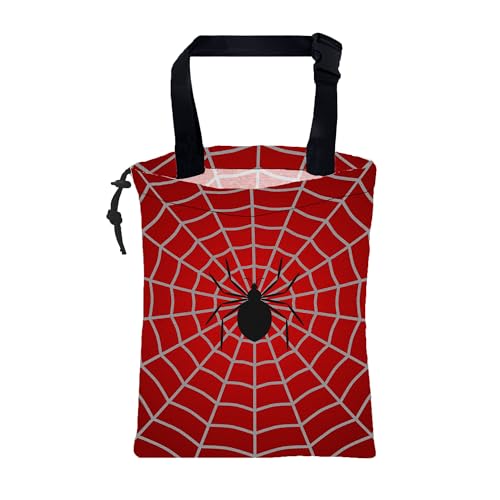 Car Garbage Bag Spider on Spider Web Drawstring Car Trash Bag Hanging for Back Seat with Adjustable Buckle Canvas Vehicle Trash Can Easy-to-Install - color: Spider on Spider Web