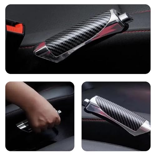 Car Handbrake Cover, Anti-Scratch Wear-Resistant Protective Cover, Self-Adhesive Comfortable Parking Brake Handle Cap, Universal Fit for Most Cars Trucks SUVs Carbon Fiber Interior Accessories