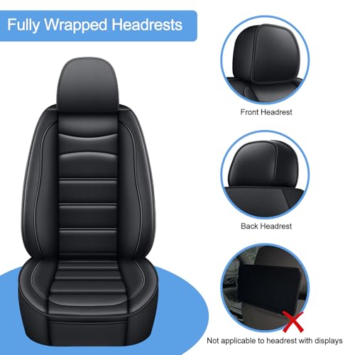 IKABEVEM Car Seat Covers Fit for GMC Yukon 2021-2025 2026: Full Set Luxury Leather Automotive Seat Covers, Car Seat Protector(8 Seats, Black)