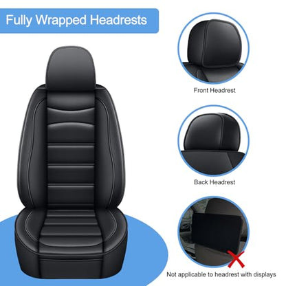 IKABEVEM Car Seat Covers Fit for GMC Yukon 2021-2025 2026: Full Set Luxury Leather Automotive Seat Covers, Car Seat Protector(8 Seats, Black)