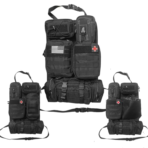 8 Pack Tactical Molle Car Seat Back Organizer Vehicle Panel with 7 Detachable Molle Pouch for Car Truck Ford Jeep Vehicle Automotive Organizer For Man Combined On Demand (7 Pouches) - style: 7 Pouches