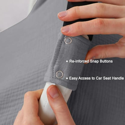 100% Muslin Cotton Car Seat Cover Baby, Carseat Canopy Cover, Universal Fit Stroller Covers for Boys and Girls (Grey) - color: grey