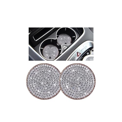 Bling Car Cup Holder Coaster, 2PCS 2.75 Inch Crystal Rhinestone Anti Slip Vehicle Drink Cup Mat for Women Girls, Auto Interior Embedded in Ornaments. Universal Fit (Golden Diamond) - color: Golden Diamond