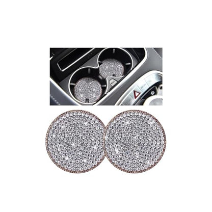Bling Car Cup Holder Coaster, 2PCS 2.75 Inch Crystal Rhinestone Anti Slip Vehicle Drink Cup Mat for Women Girls, Auto Interior Embedded in Ornaments. Universal Fit (Golden Diamond) - color: Golden Diamond